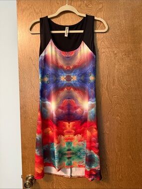 Artistic Eye-catching Multicolor Print A-Line Tank Dress